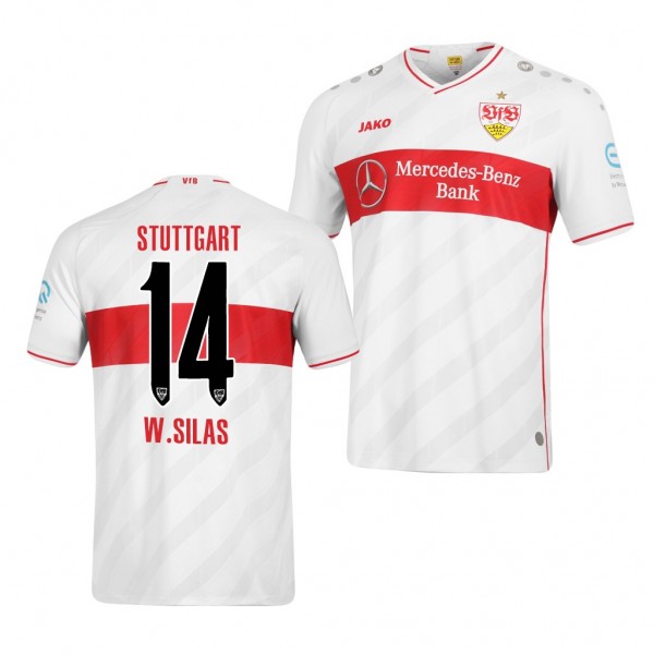 Men's Silas Wamangituka VfB Stuttgart Home Jersey White Red Short Sleeve 2020-21