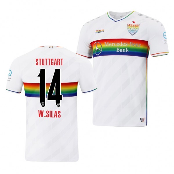 Men's Silas Wamangituka VfB Stuttgart Rainbow Jersey White Limited 2021-22