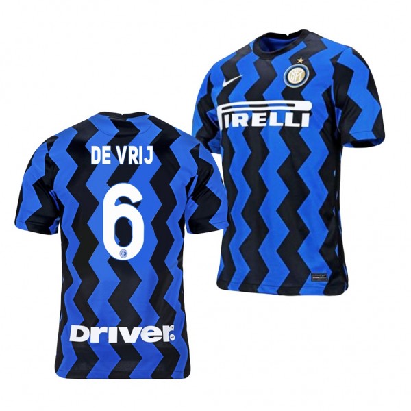 Men's Stefan De Vrij Inter Milan Home Jersey Blue Black 2021