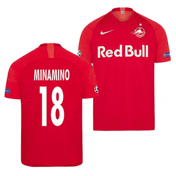 Men's Red Bull Salzburg Takumi Minamino Jersey Europa League Home 19-20