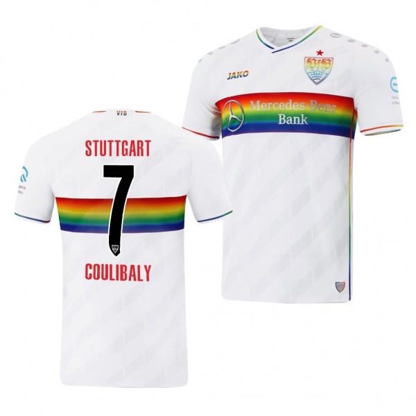 Men's Tanguy Coulibaly VfB Stuttgart Rainbow Jersey White Limited 2021-22