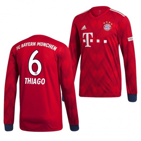 Men's Bayern Munich Home Thiago Alcantara Jersey Long Sleeve
