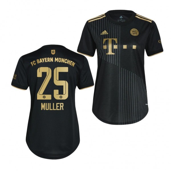 Women's Thomas Muller Jersey Bayern Munich Away Black Replica 2021-22