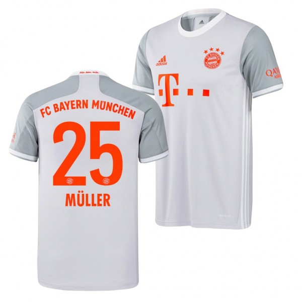 Men's Thomas Muller Bayern Munich Away Jersey Gray 2020-21 Replica
