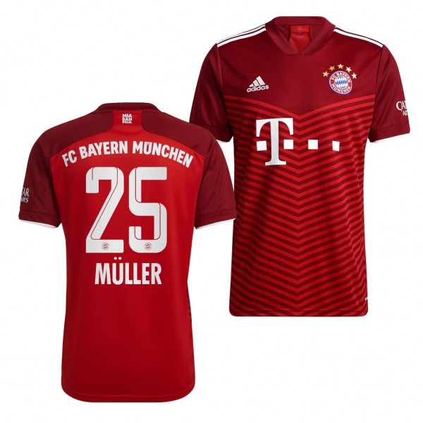 Men's Thomas Muller Bayern Munich 2021-22 Home Jersey Red Replica