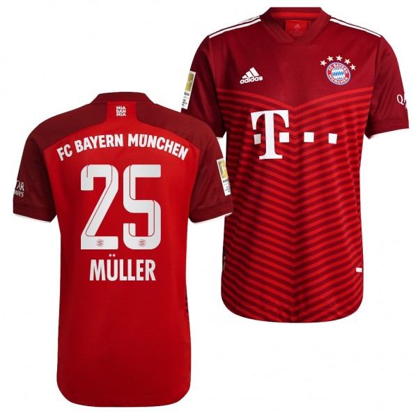Men's Thomas Muller Jersey Bayern Munich Home Red 2021-22 Authentic