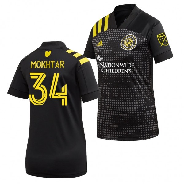Women's Youness Mokhtar Jersey Columbus Crew Sc Black 2020 MLS Cup Champions Short Sleeve