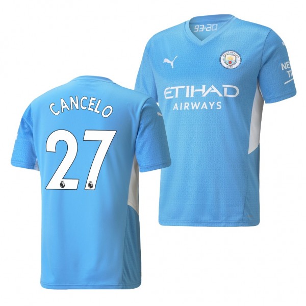 Men's Joao Cancelo Manchester City 2021-22 Home Jersey Light Blue Replica