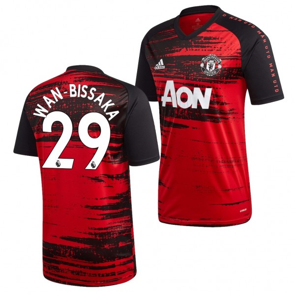 Men's Aaron Wan-Bissaka Manchester United Prematch Jersey Red 2021 Official