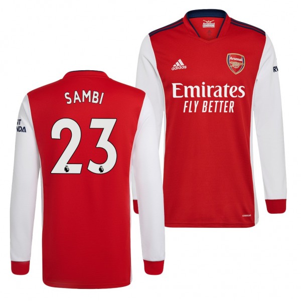 Men's Arsenal Albert Sambi Lokonga 2021-22 Home Jersey Replica Red White