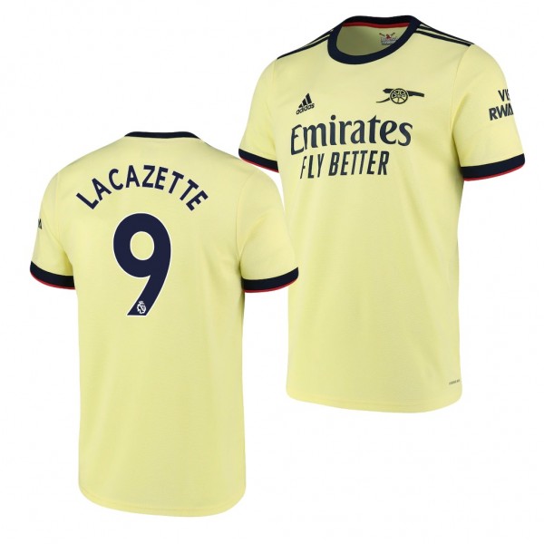 Men's Alexandre Lacazette Arsenal Away Jersey Replica Pearl Citrine 2021