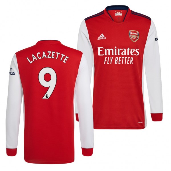 Men's Arsenal Alexandre Lacazette 2021-22 Home Jersey Replica Red White