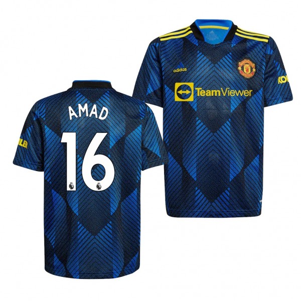 Men's Amad Diallo Manchester United 2021-22 Third Jersey Blue Replica
