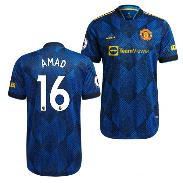 Men's Amad Diallo Jersey Manchester United Third Blue 2021-22 Authentic Patch