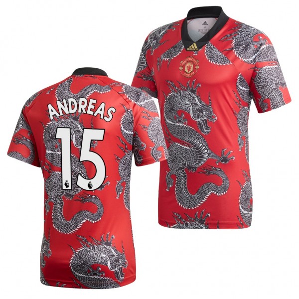 Men's Manchester United Andreas Pereira Jersey Chinese New Year Dragon 2020