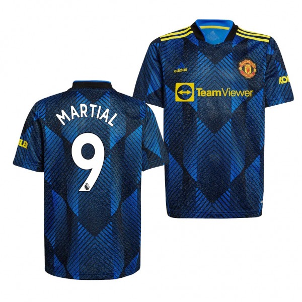 Men's Anthony Martial Manchester United 2021-22 Third Jersey Blue Replica