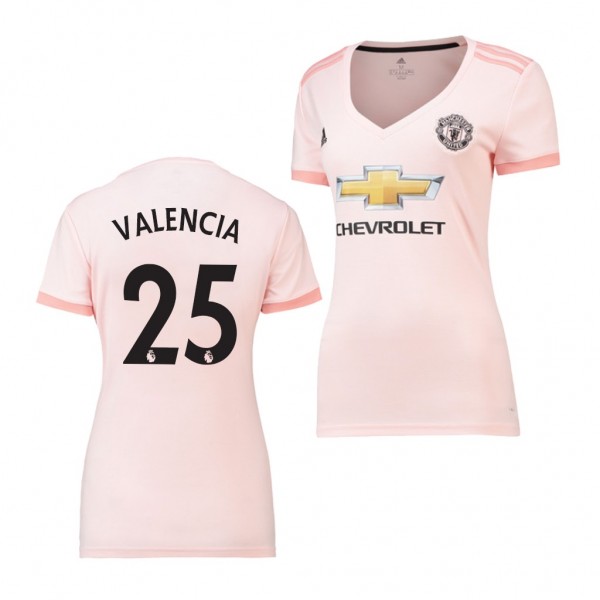 Women's Away Manchester United Antonio Valencia Jersey Pink