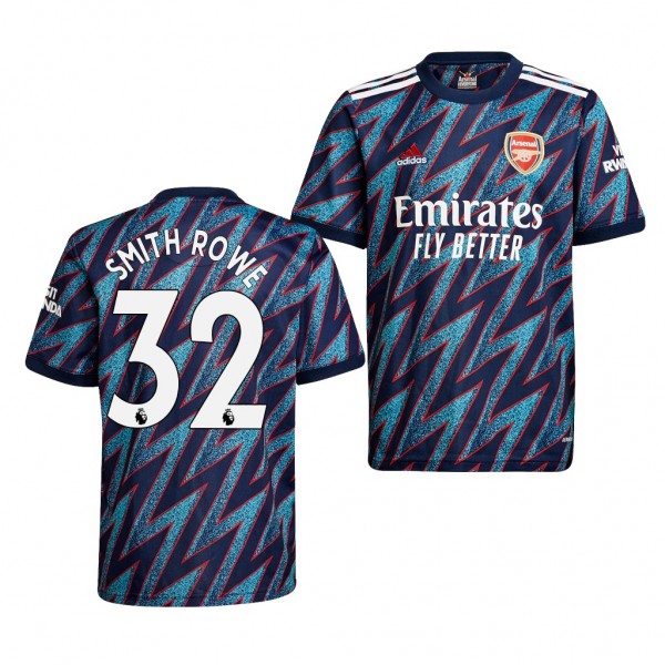 Youth Emile Smith Rowe Jersey Arsenal 2021-22 Blue Third Replica