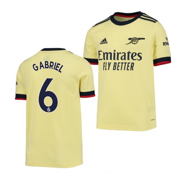 Youth Gabriel Jersey Arsenal 2021-22 Yellow Away Replica