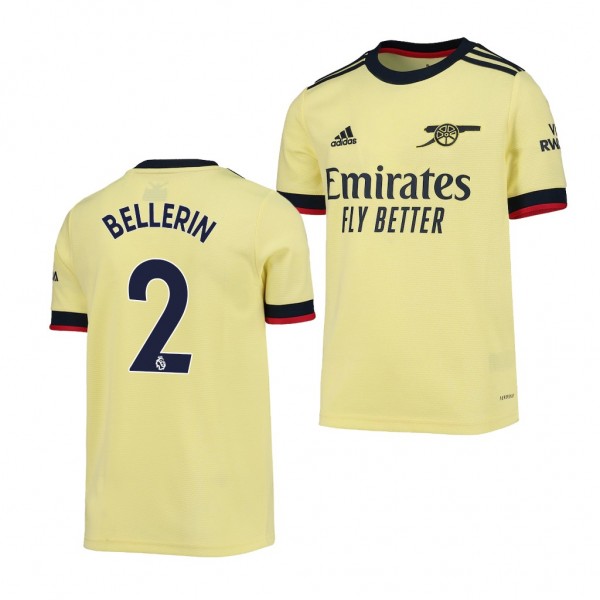 Youth Hector Bellerin Jersey Arsenal 2021-22 Yellow Away Replica