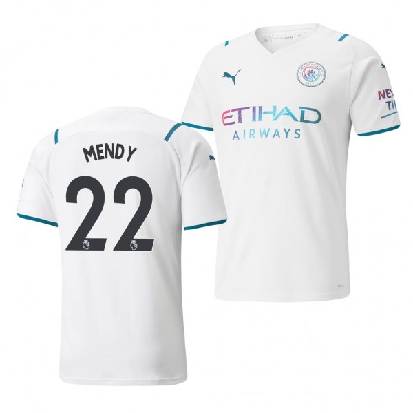 Men's Benjamin Mendy Manchester City 2021-22 Away Jersey White Replica