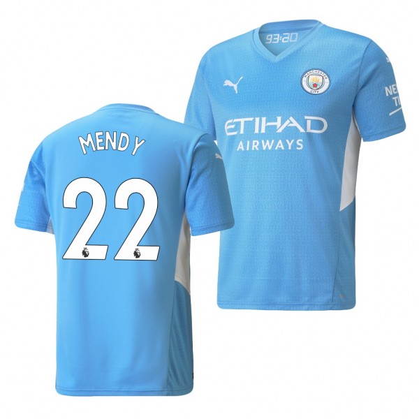 Men's Benjamin Mendy Manchester City 2021-22 Home Jersey Light Blue Replica