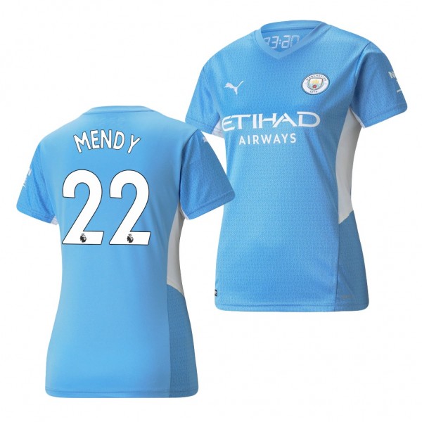 Women's Benjamin Mendy Jersey Manchester City Home Light Blue Replica 2021-22