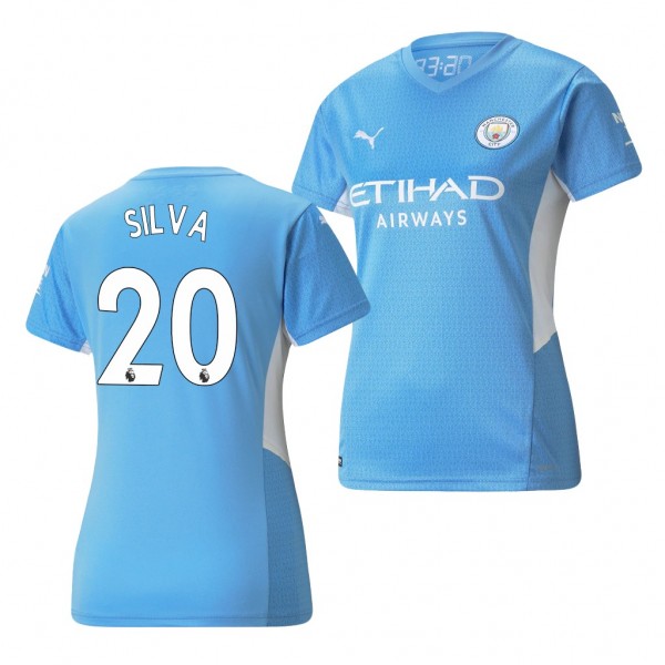 Women's Bernardo Silva Jersey Manchester City Home Light Blue Replica 2021-22