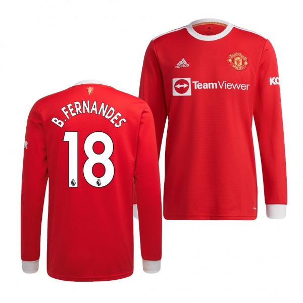 Men's Manchester United Bruno Fernandes 2021-22 Home Jersey Replica Red