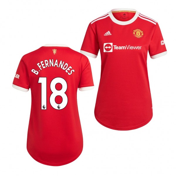Women's Bruno Fernandes Jersey Manchester United Home Red Replica 2021-22