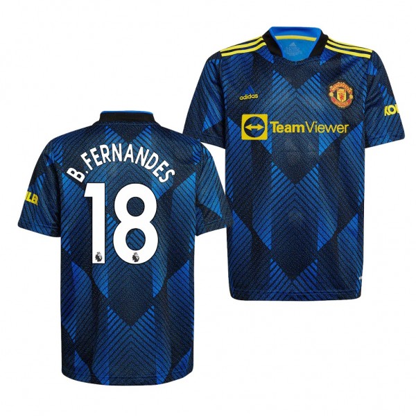 Men's Bruno Fernandes Manchester United 2021-22 Third Jersey Blue Replica