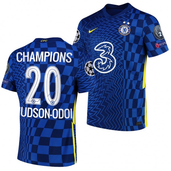 Men's Callum Hudson-Odoi Jersey Chelsea UCL 2021 Champions Blue Home