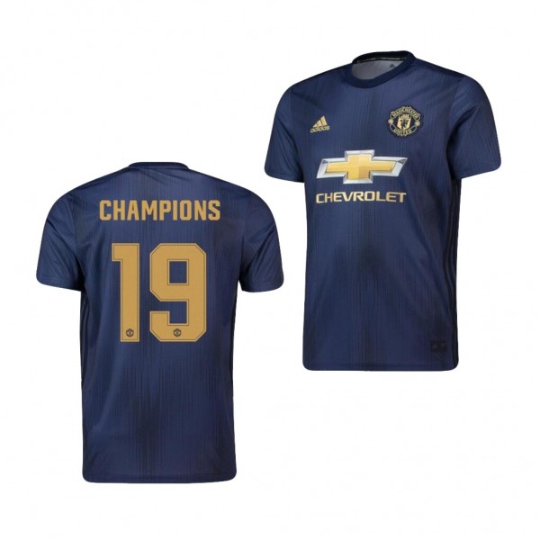 Men's Manchester United Champions 18-19 Official Navy Jersey