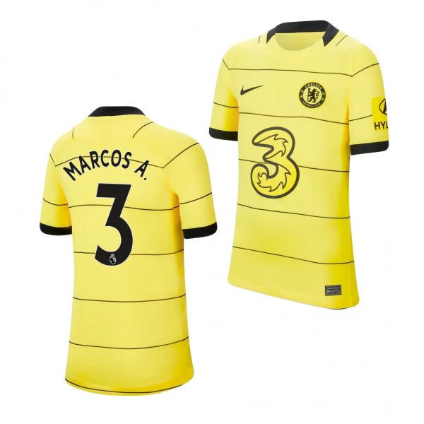 Youth Marcos Alonso Jersey Chelsea 2021-22 Yellow Away Replica