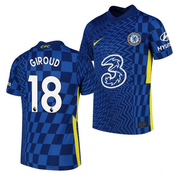 Youth Olivier Giroud Jersey Chelsea Blue Home 2021-22 Breathe Stadium