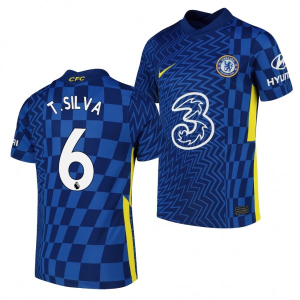Youth Thiago Silva Jersey Chelsea Blue Home 2021-22 Breathe Stadium