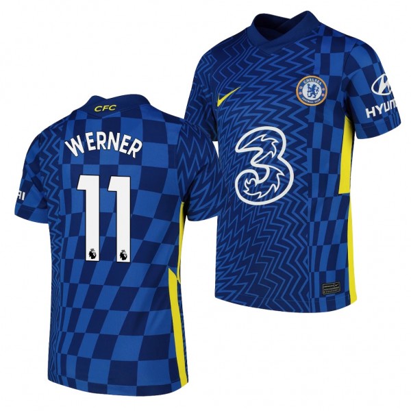Youth Timo Werner Jersey Chelsea Blue Home 2021-22 Breathe Stadium