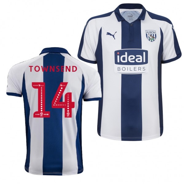 Men's West Bromwich Albion Home Conor Townsend Jersey Navy White