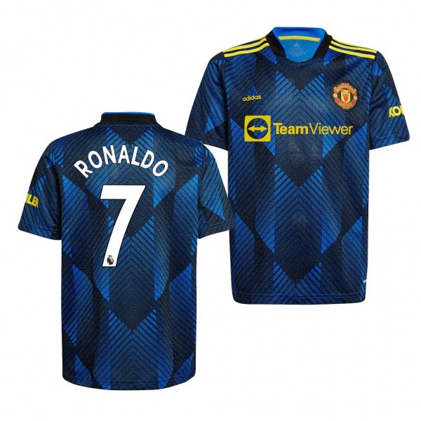 Men's Cristiano Ronaldo Manchester United 2021-22 Third Jersey Blue Replica