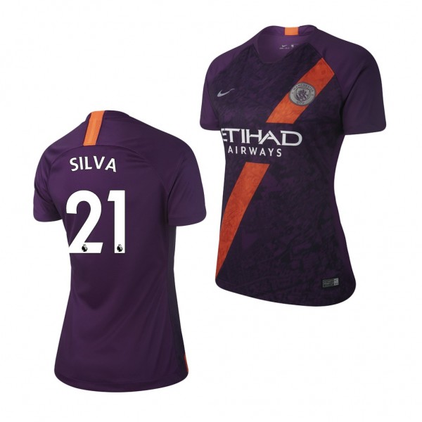 Men's Third Manchester City David Silva Jersey Purple