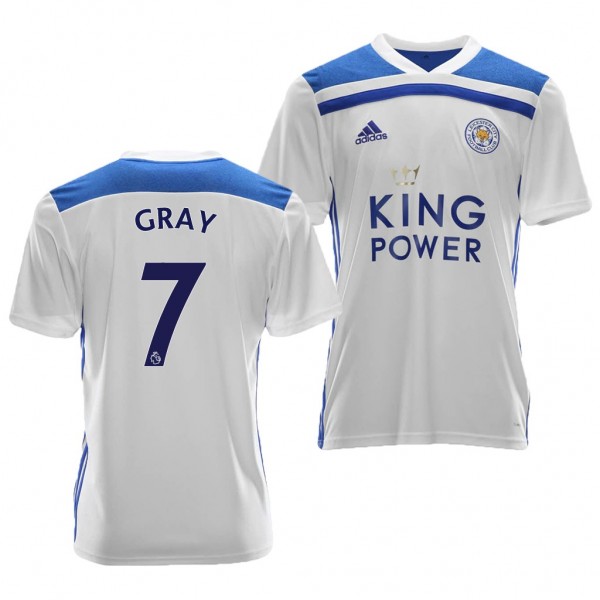 Men's Third Leicester City Demarai Gray White Jersey