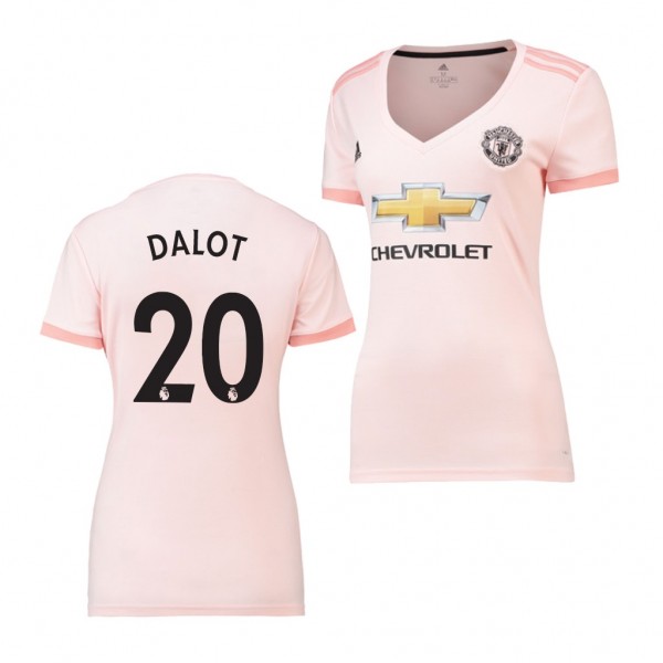 Women's Away Manchester United Diogo Dalot Jersey Pink