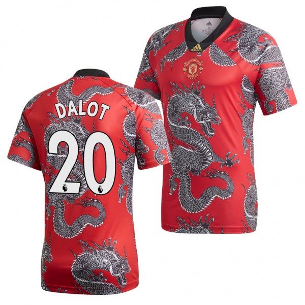 Men's Manchester United Diogo Dalot Jersey Chinese New Year Dragon 2020