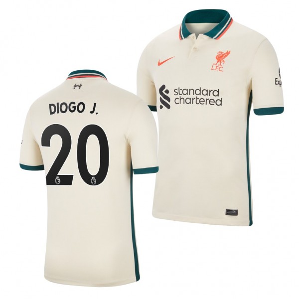 Men's Diogo Jota Liverpool 2021-22 Away Jersey Tan Replica