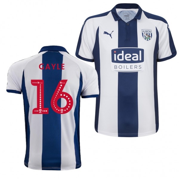 Men's West Bromwich Albion Home Dwight Gayle Jersey Navy White