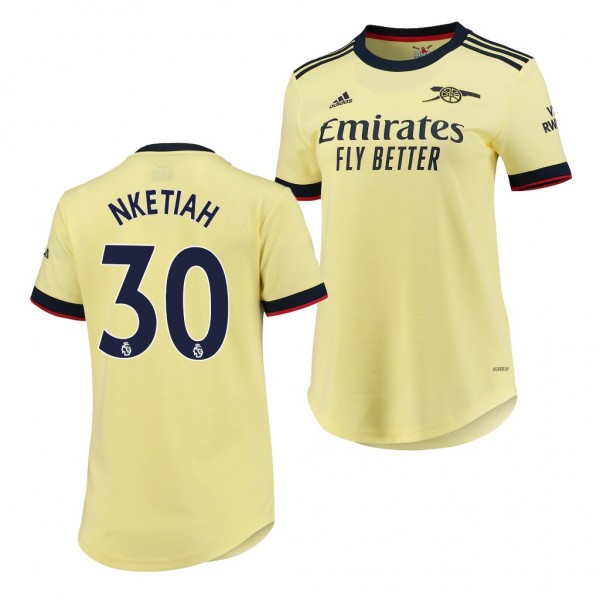 Women's Eddie Nketiah Jersey Arsenal Away Yellow Replica 2021-22