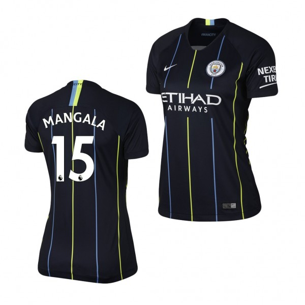 Women's Away Manchester City Eliaquim Mangala Jersey Navy