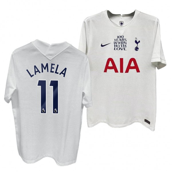 Men's Erik Lamela Tottenham Hotspur 100th Anniversary Jersey White Official 21-22