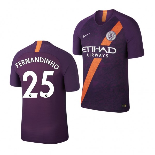 Men's Third Manchester City Fernandinho Purple Jersey