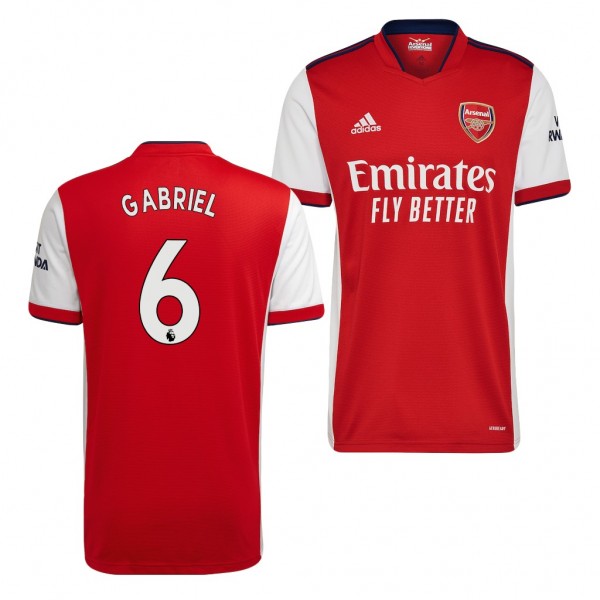 Men's Gabriel Arsenal 2021-22 Home Jersey Red White Replica